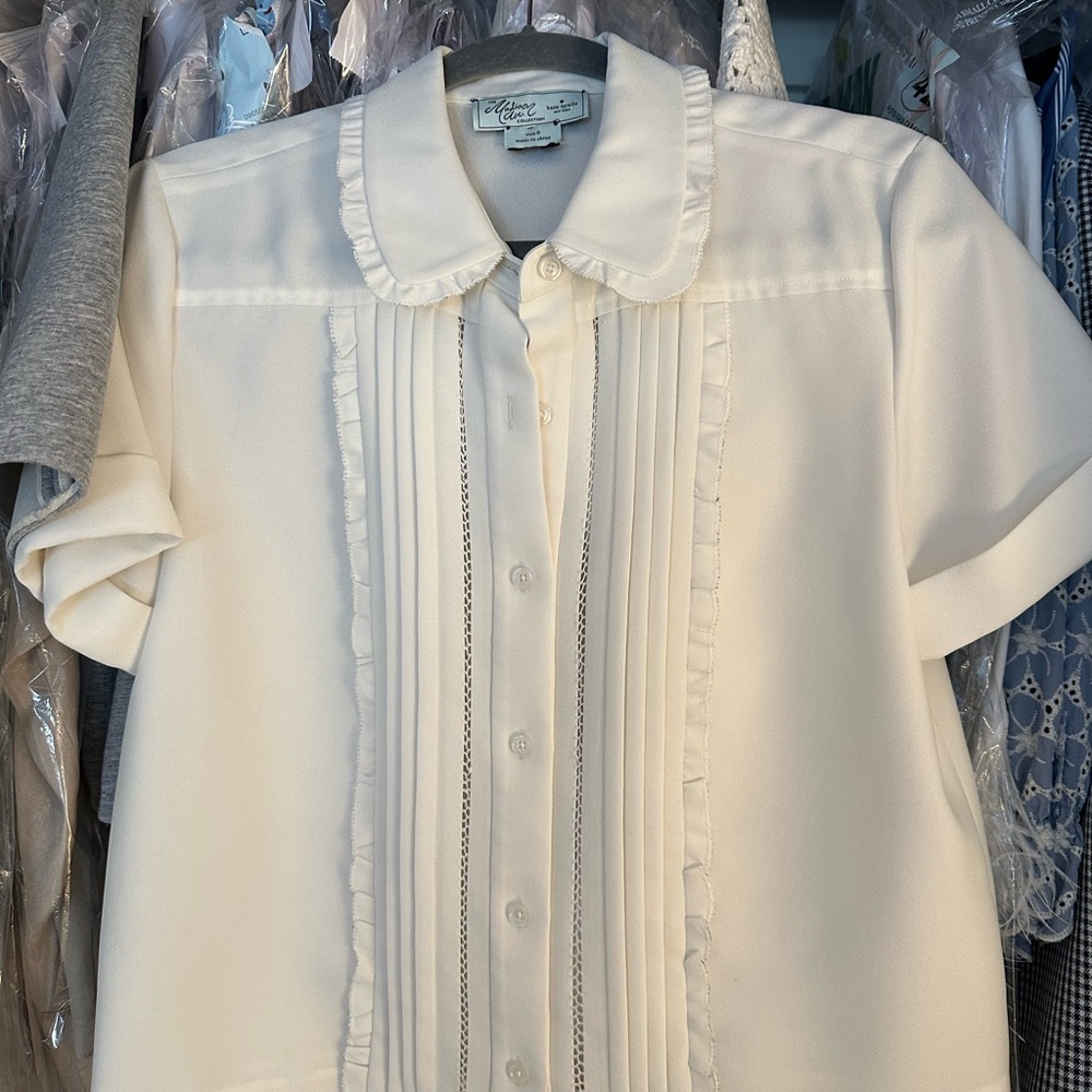Kate Spade Cream Blouse with Ruffle Detail